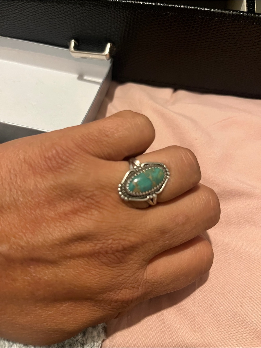 Sterling Silver Turquoise Statement Ring - Teal Blue